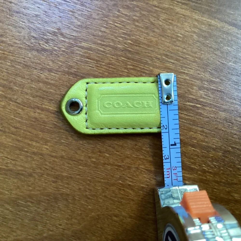 Coach Yellow Green Tan Bag Tag Hang Tag